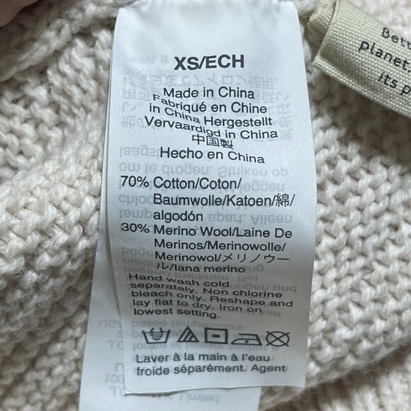 Madewell Ruffle Mock Neck Sweater Cream Puff Sleeve Ruffle Cuff Size XS Extra Sm - Picture 6 of 7